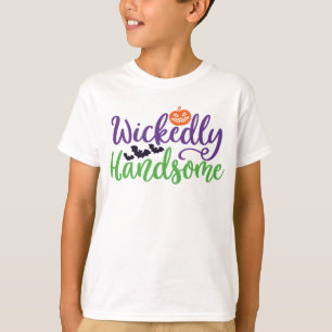 Wickly handsome, Pumpkin and Bats Halloween T-Shirt