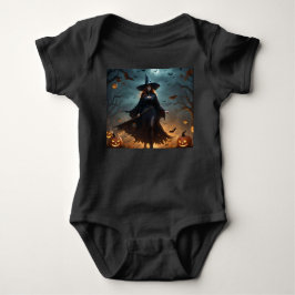 "Wickte Nacht: Beängstigende Halloween-Hexe und ih Baby Strampler