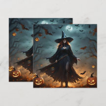 "Wickte Nacht: Beängstigende Halloween-Hexe und ih