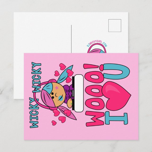 Wicky Woo Je t'aime Valentines Day Carte postale (Devant / Derrière)