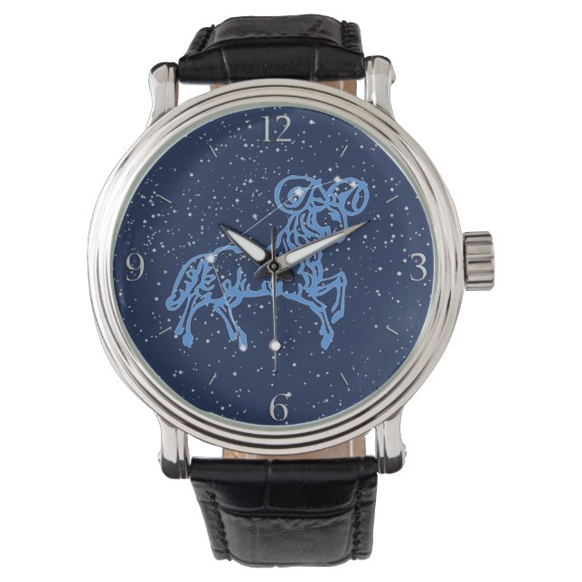Widder-astrologisches Zeichen und Konstellation Armbanduhr (Vorderseite)