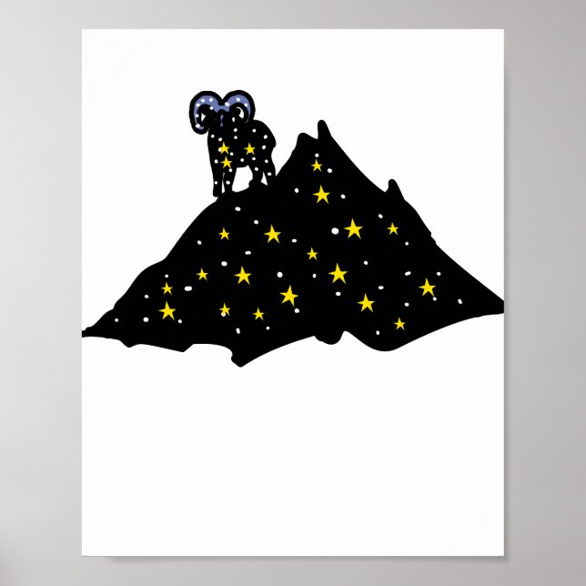 Widder auf Space Mountain | Kosmisches Silhouetten Poster (Vorne)