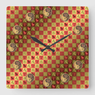 Widder & Erddrache Quadratische Wanduhr