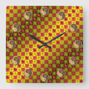 Widder & Erdenaffe Quadratische Wanduhr