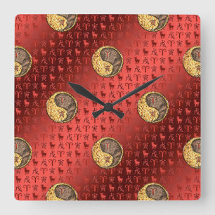 Widder & Erdtiger Quadratische Wanduhr