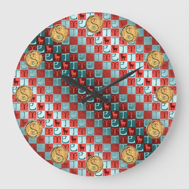 Widder & Feuerschlange Große Wanduhr (Vorderseite)