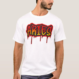 WIDDER Feuerzeichen tropfende Wortkunst Sprühfarbe T-Shirt