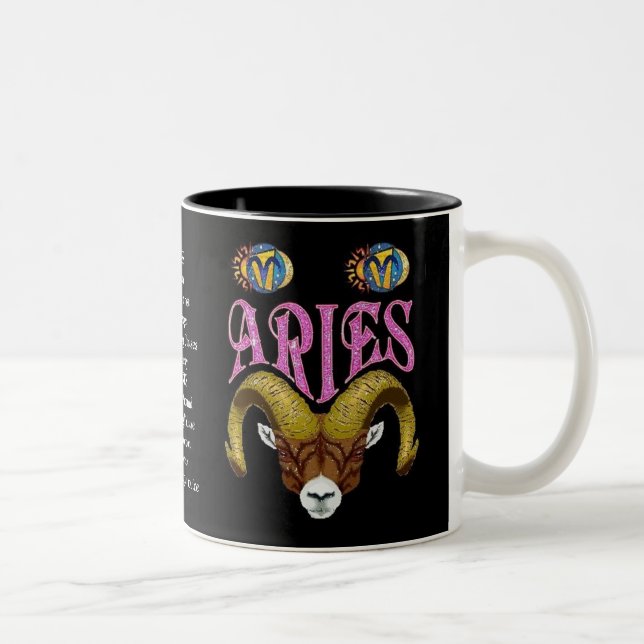 Widder-Geburts-Zeichen-Tierkreis-Tasse Zweifarbige Tasse (Rechts)