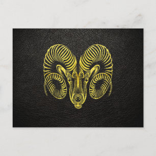 Widder Gold auf Leder Postkarte