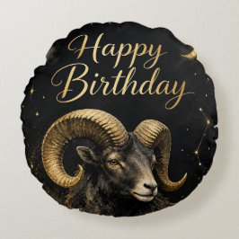 Widder Happy Birthday Sternzeichen Design Rundes Kissen