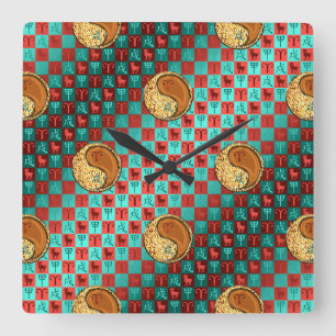 Widder & Holzhund Quadratische Wanduhr
