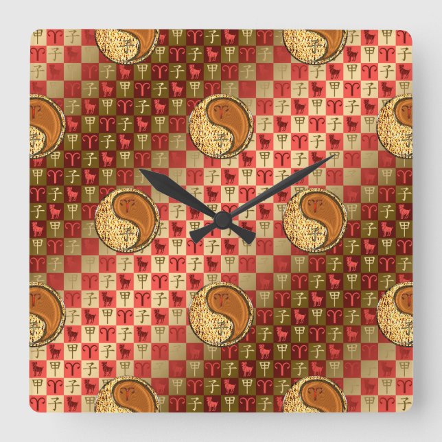 Widder & Holzratte Quadratische Wanduhr (Vorderseite)