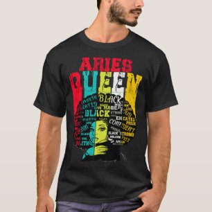 Widder Königin Widder Stolz Schwarze Frau Afro Hor T-Shirt