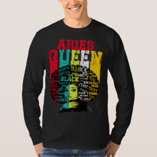 Widder Königin Widder Stolz Schwarze Frau Afro Hor T-Shirt