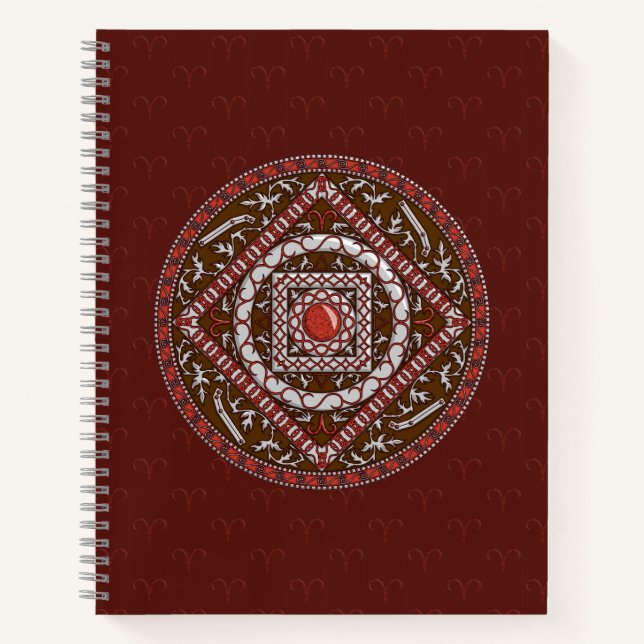 Widder Mandala Spiralblock Notizbuch (Vorderseite)