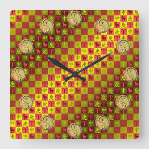Widder & Metallaffe Quadratische Wanduhr