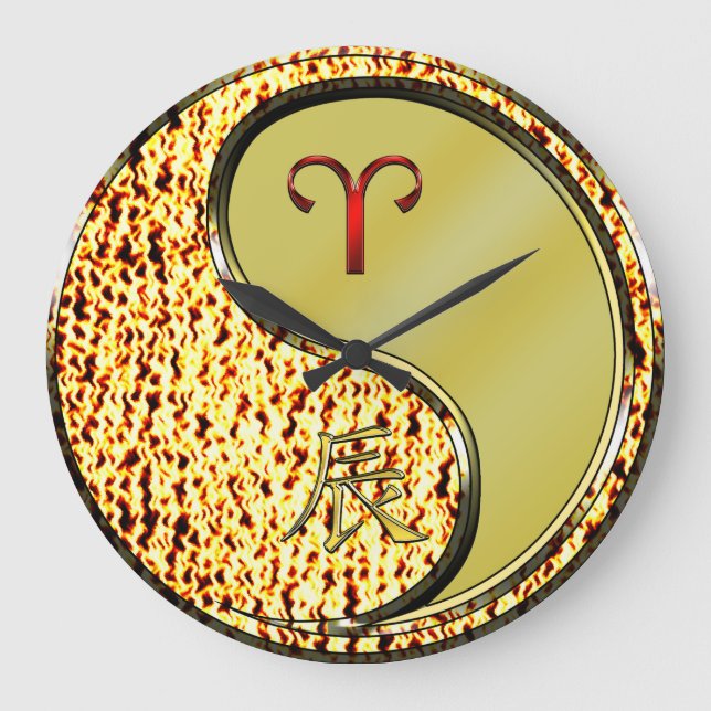 Widder & Metalldrache Große Wanduhr (Vorderseite)