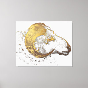 Widder-RAM mit goldener Horn-Leinwand Leinwanddruck