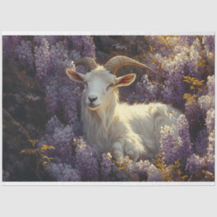 Widder schläft in Wisterienblüten-Dekoupage Seidenpapier