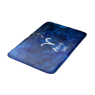Widder-Sternbild Blaue Galaxie Monogramm Badematte