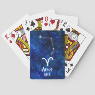 Widder-Sternbild Blaue Galaxie Monogramm Spielkarten