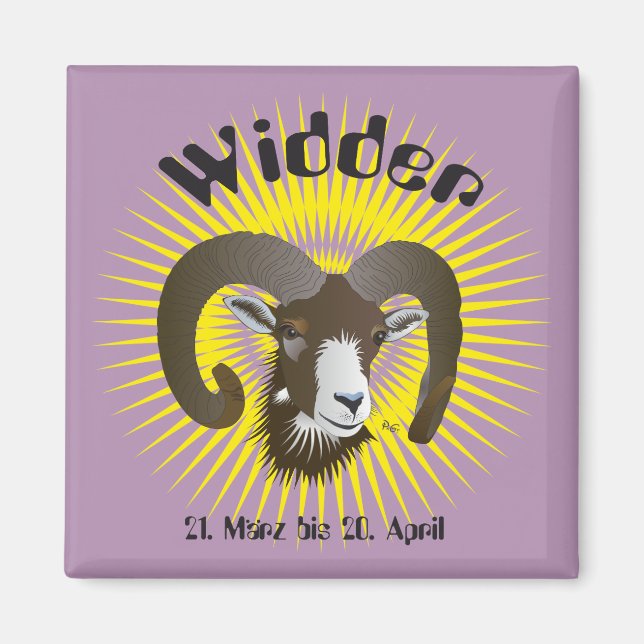 Widder Sternzeichen Magnet (Vorne)