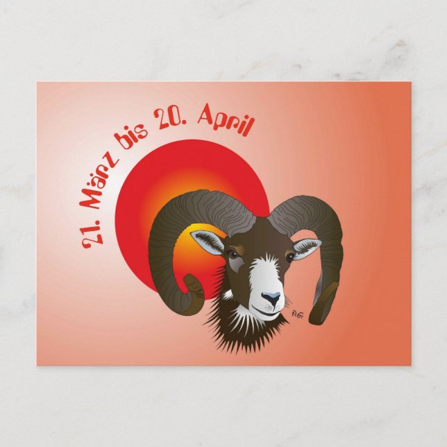 Widder Sternzeichen Postkarte (Vorderseite)