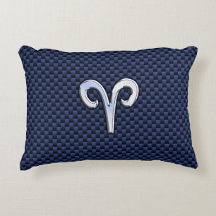 Widder-Sternzeichen-Symbol Navy Blau Carbonfaser-S Zierkissen