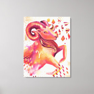 Widder-Tierkreis-abstrakte Wasserfarbe-Wand-Kunst Leinwanddruck