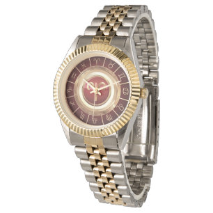 Widder-Tierkreis-Symbol und das Horoskop-Rad Armbanduhr