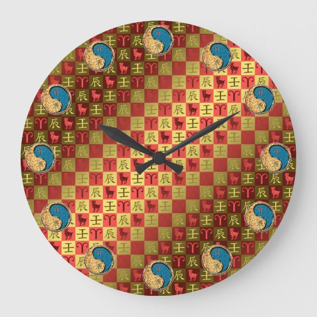 Widder & Wasser-Drache Große Wanduhr (Vorderseite)