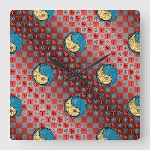 Widder & Wasser Kaninchen Quadratische Wanduhr