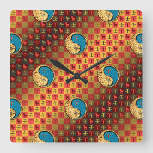 Widder & Wasserpferd Quadratische Wanduhr