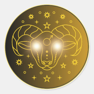 Widder-Zodiac-Emblem   Minimales Himmelsymbol Runder Aufkleber