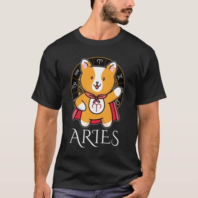Widder-Zodiac-Männer Schwarz  T-Shirt (Vorderseite)