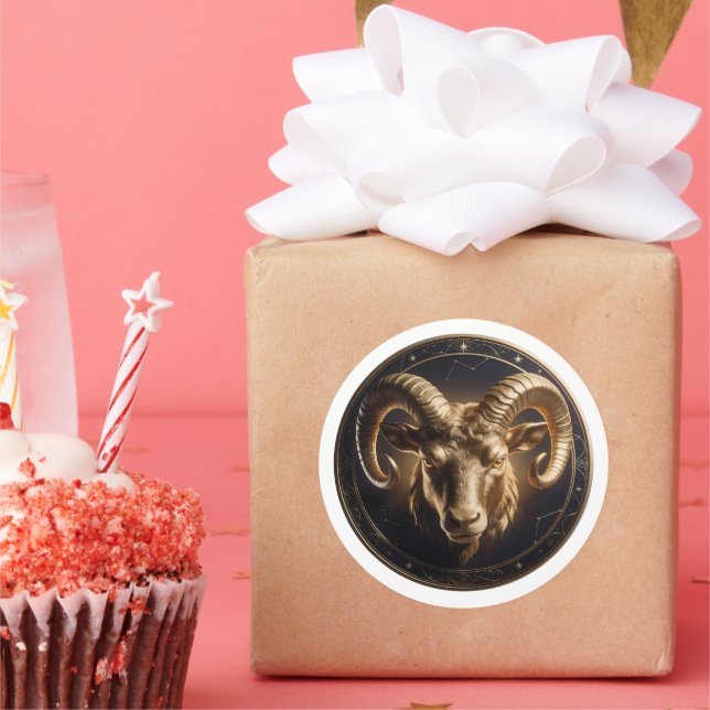 Widder-Zodiac-Widder Runder Aufkleber (Party)