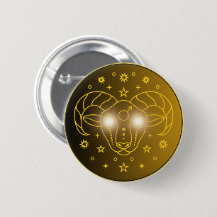 Widder-Zodiak-Emblem   Minimales Himmelssymbol Button