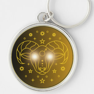 Widder-Zodiak-Emblem   Minimales Himmelssymbol Schlüsselanhänger