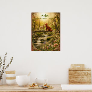 Widder-Zodiak-Kunst Traumhafte Astrologie-Kollek Poster