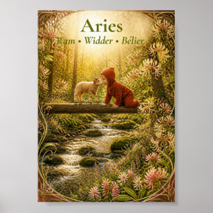 Widder-Zodiak-Kunst Traumhafte Astrologie-Kollek Poster