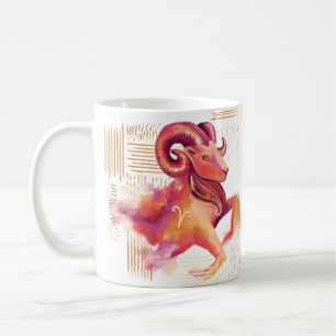 Widder-Zodiak-Wasserfarben-Kunst-Druck-Tasse Kaffeetasse