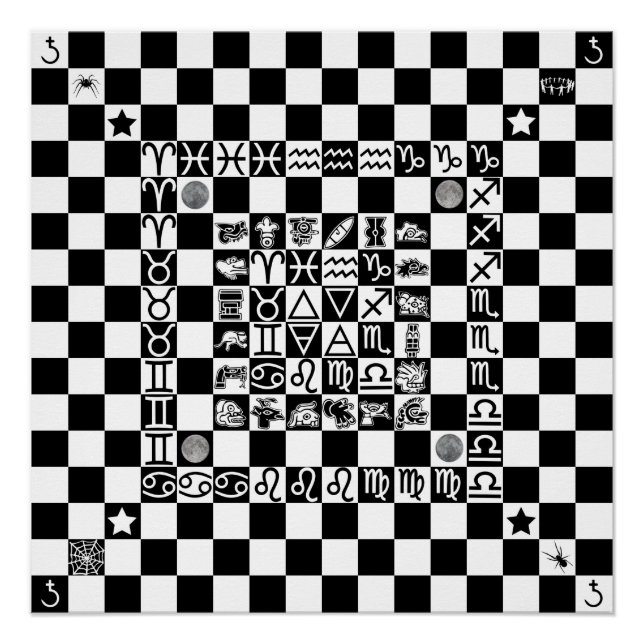 Widdershins Enochian Aztec Magic Ritual Chessboard Poster (Vorderseite)