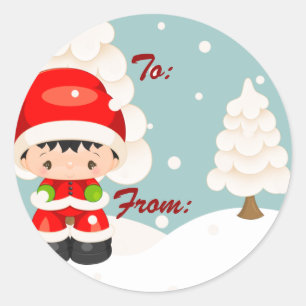 Widdle Wonders Santa Boy - Round-Geschenkmarke Runder Aufkleber