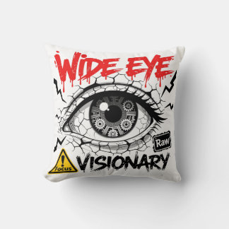 Wide Eye Visionary Raw Streetwear Graphic Kissen