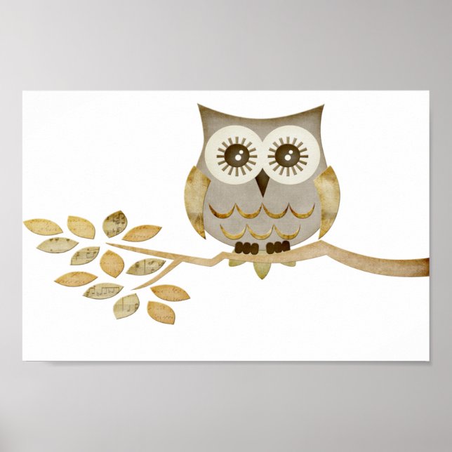 Wide Eyes Owl in Tree Poster (Vorne)