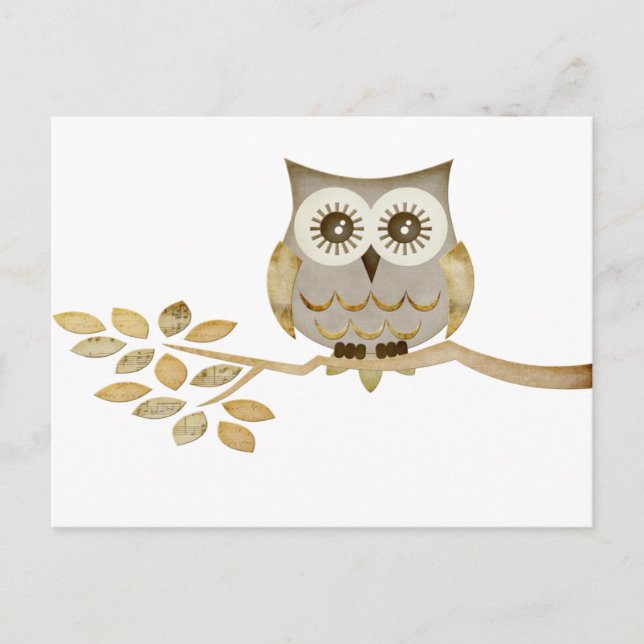 Wide Eyes Owl in Tree Postkarte (Vorderseite)