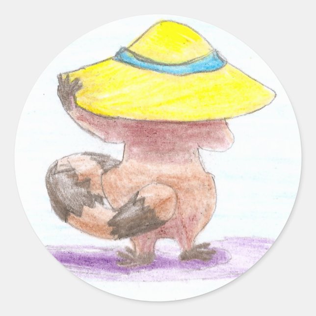 Wide Hat Raccoon Runder Aufkleber (Vorderseite)