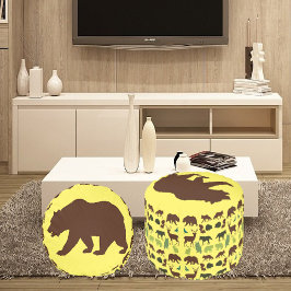 Wide Jungle Safari Bear Fox Deer Animal Kingdom Hocker