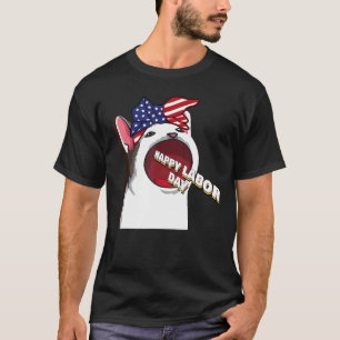 Wide Mouth Cat Meme Frohen Tag der Arbeit Unordent T-Shirt
