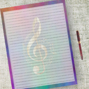 Wide Ruled Gold Music Treble Cleve auf farbenfroh Notizblock